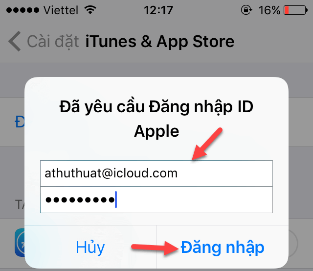 đăng nhập iTunes & App Store